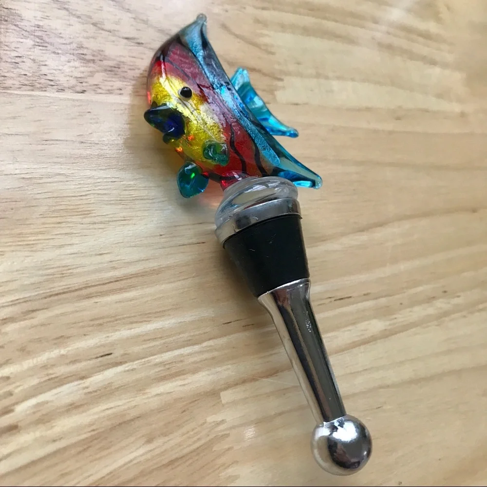 LSArts Glass Wine Bottle Stopper, Tropical Fish 🐠 - Picture 4 of 11